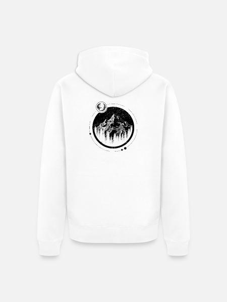Monochrome Mountain Circle - Unisex Premium Organic Zip Hoodie - white