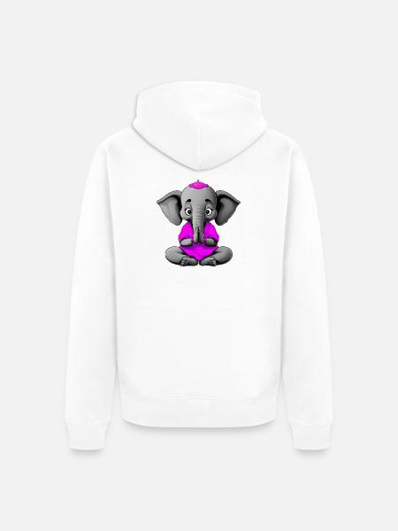 Yogi Elephant - Unisex Premium Organic Zip Hoodie - white