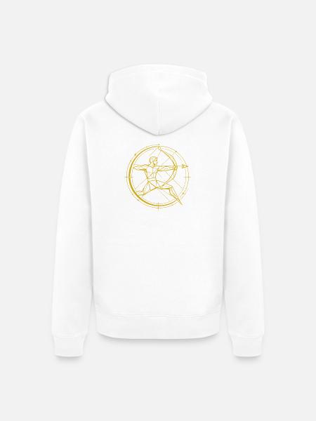 Geometric Vitruvian Circle - Unisex Premium Organic Zip Hoodie - white
