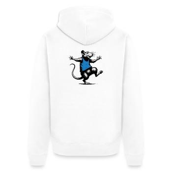 Rat dansant en débardeur bleu - Veste à capuche bio Premium Unisexe - blanc - Dos - Nico (187cm)
