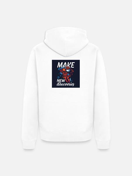 Make New Discoveries Skull Dive - Unisex Premium Organic Zip Hoodie - white