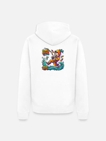 Urban Angler Neon Splash - Unisex Premium Organic Zip Hoodie - white