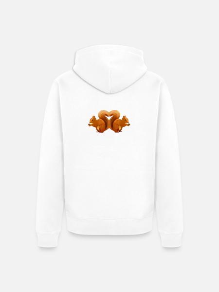 Low-Poly Squirrel Heart Duo - Unisex Premium Organic Zip Hoodie - white