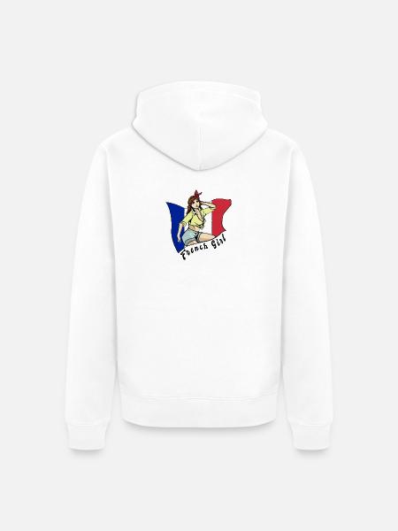 France girl flag design - Unisex Premium Organic Zip Hoodie - white