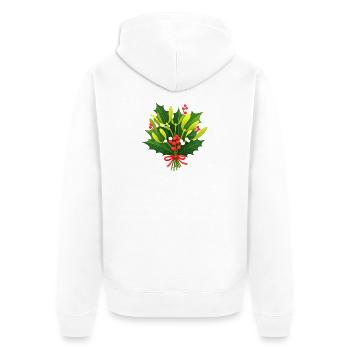 Festive Holly Botanical Design - Unisex Premium Organic Zip Hoodie - white - Back - Nico (187cm)