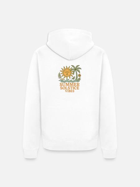 Summer Solstice Vibes Sun and Palm Design - Unisex Premium Organic Zip Hoodie - white