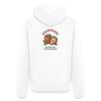 Sweet Like Strawberry - Unisex Premium Organic Zip Hoodie - white - Back - Nico (187cm)