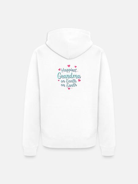 Happiest Grandma on Earth Design - Unisex Premium Organic Zip Hoodie - white