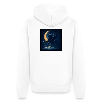 Magical Winged Unicorn Under Moonlight - Unisex Premium Organic Zip Hoodie - white - Back - Nico (187cm)
