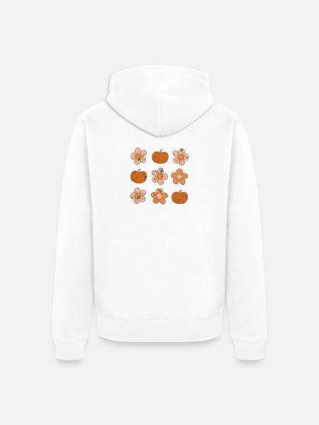 Rustic Pumpkin and Flower Pattern - Unisex Premium Organic Zip Hoodie - white