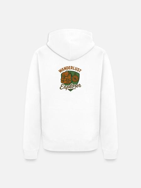 Wanderlust Explorer - Unisex Premium Organic Zip Hoodie - white