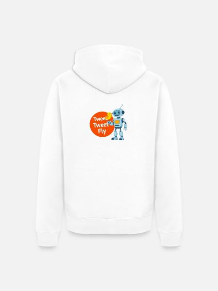 Robot and Bird Tweet Duo - Unisex Premium Organic Zip Hoodie - white