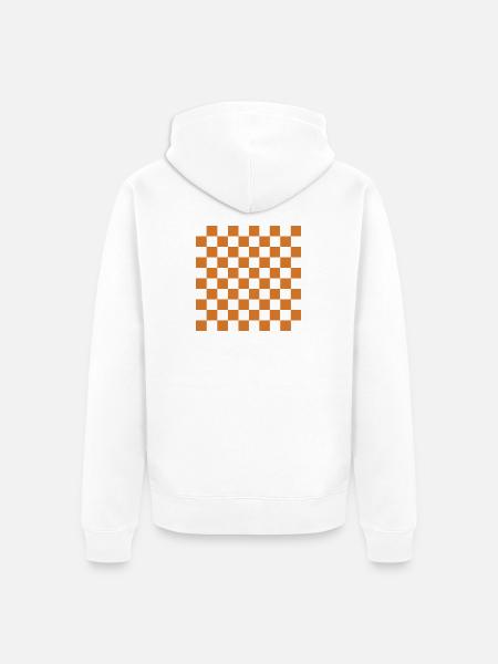 Rust Checker Mosaic - Unisex Premium Organic Zip Hoodie - white