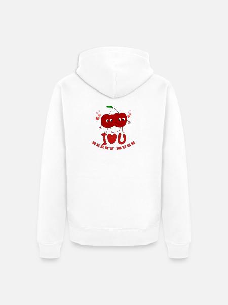 Berry Love Duo - Unisex Premium Organic Zip Hoodie - white