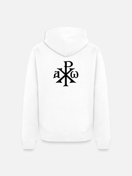 Chi Rho Christogram Black - Unisex Premium Organic Zip Hoodie - white