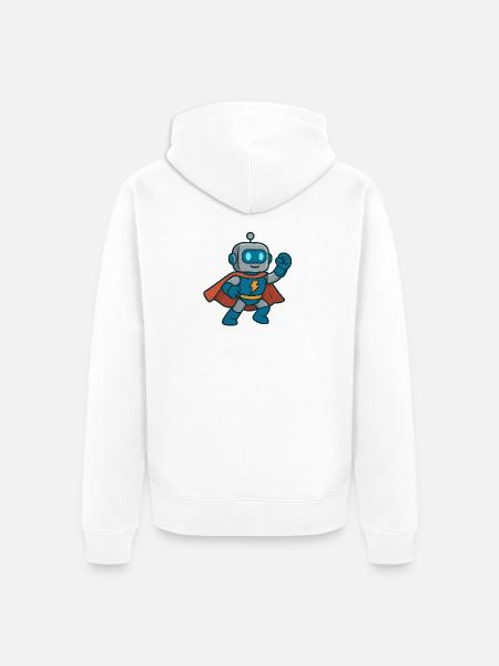 Robot Hero Lightning Cape - Unisex Premium Organic Zip Hoodie - white