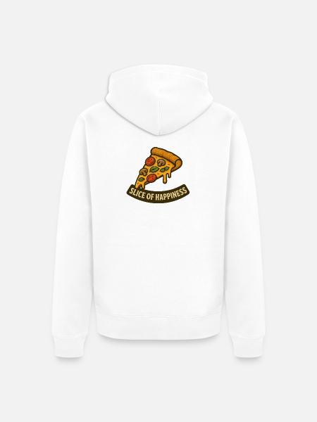 Slice of Happiness Pizza Slice - Unisex Premium Organic Zip Hoodie - white