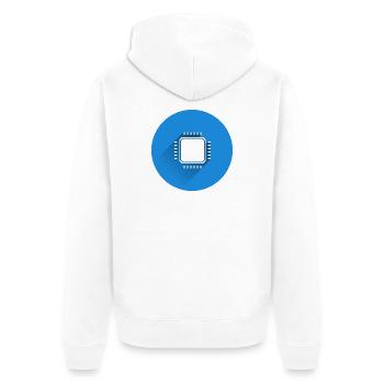 Blue Microchip Circuit Design - Unisex Premium Organic Zip Hoodie - white - Back - Nico (187cm)