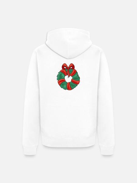 New Year Wreath - Unisex Premium Organic Zip Hoodie - white