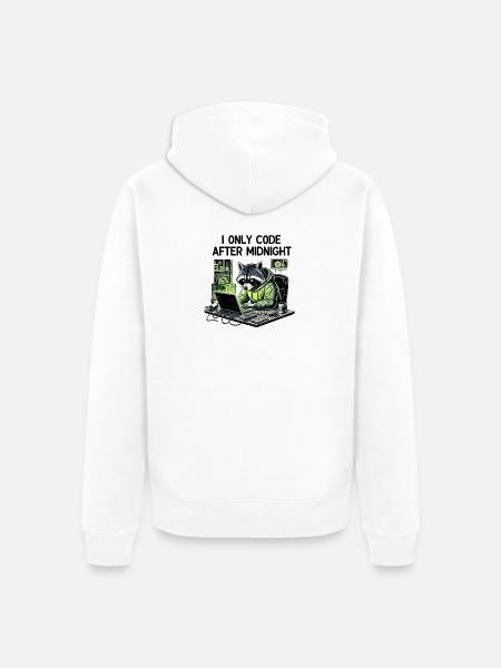 Midnight Coder Raccoon - Unisex Premium Organic Zip Hoodie - white