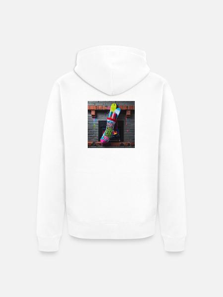 Naughty List Graffiti Sock - Unisex Premium Organic Zip Hoodie - white