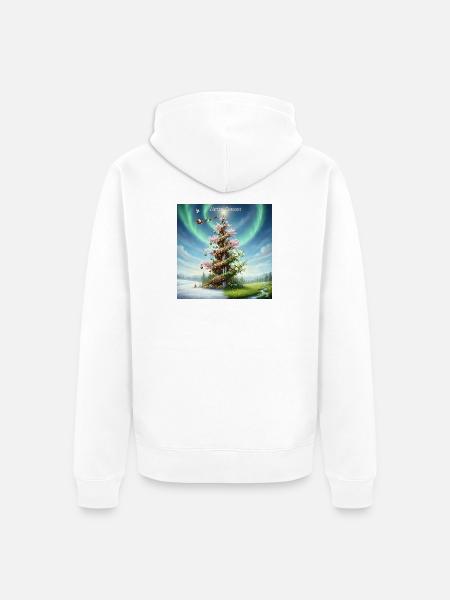United Seasons Christmas Spiral Tree - Unisex Premium Organic Zip Hoodie - white