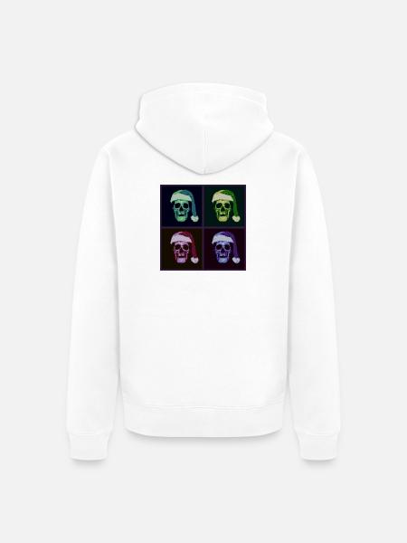 Pop Art Skull Santa Halftone - Unisex Premium Organic Zip Hoodie - white