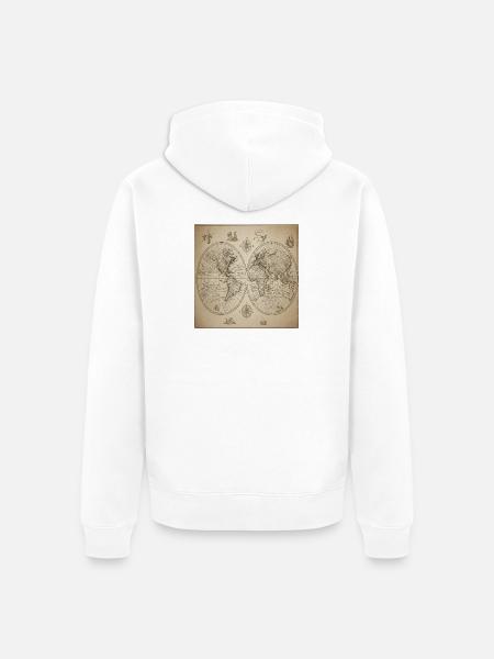 Antique double-halved world map - Unisex Premium Organic Zip Hoodie - white