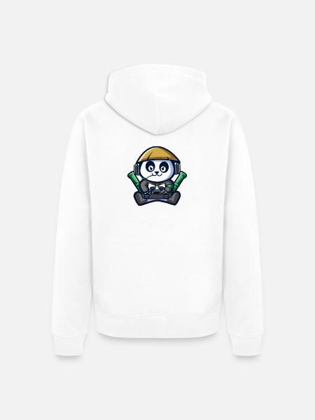Panda Astronaut Gamer - Unisex Premium Organic Zip Hoodie - white