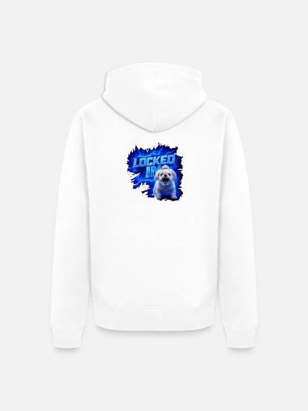 Locked In Pup Power - Unisex Premium Organic Zip Hoodie - white