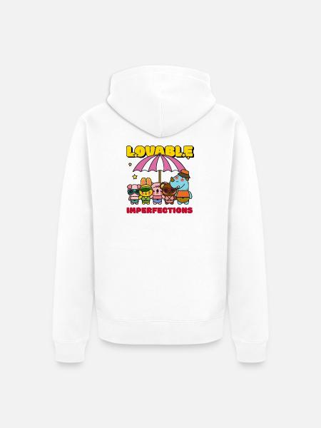 Lovable Hyperfections Umbrella Crew - Unisex Premium Organic Zip Hoodie - white