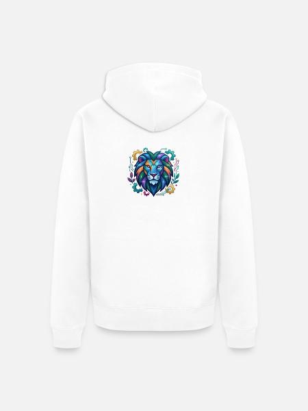 Vivid Circuit Lion Tech Art - Unisex Premium Organic Zip Hoodie - white