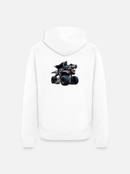 Prehistoric Power Rider - Unisex Premium Organic Zip Hoodie - white