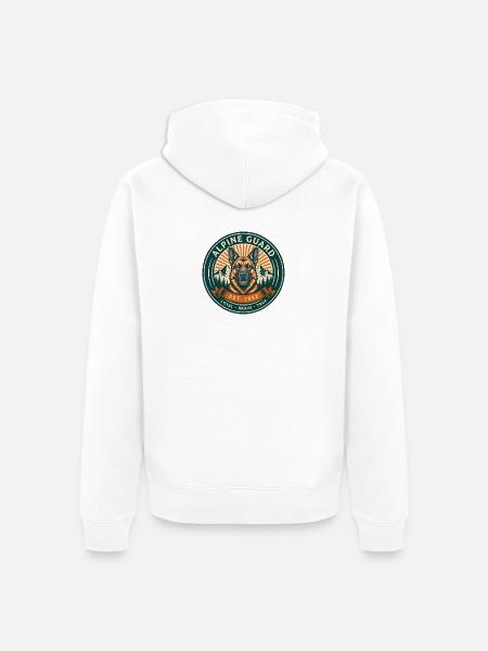 Alpine Guard Badge - Unisex Premium Organic Zip Hoodie - white