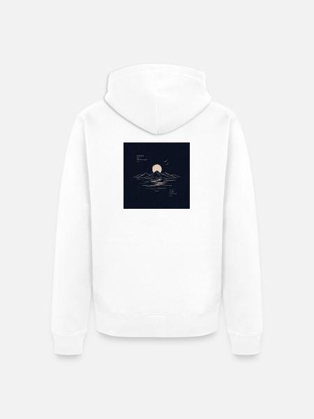 Moonlit Mountain Lake Nature Therapy - Unisex Premium Organic Zip Hoodie - white