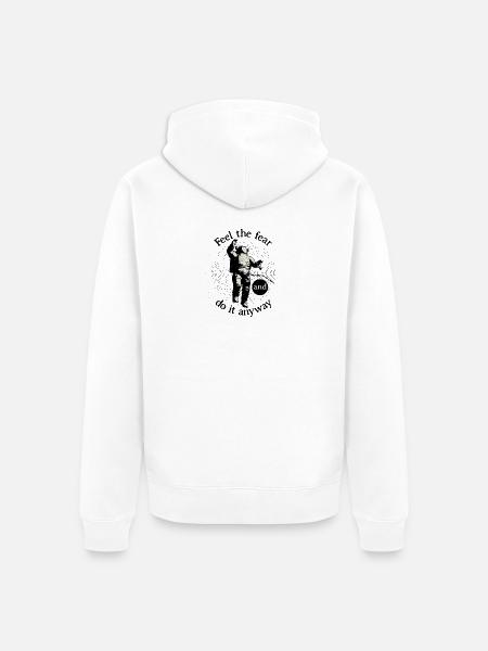Astronaut Faces Fear Orbit - Unisex Premium Organic Zip Hoodie - white