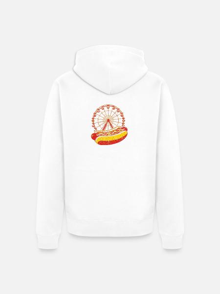 Neon Carnival Hotdog & Ferris Wheel - Unisex Premium Organic Zip Hoodie - white