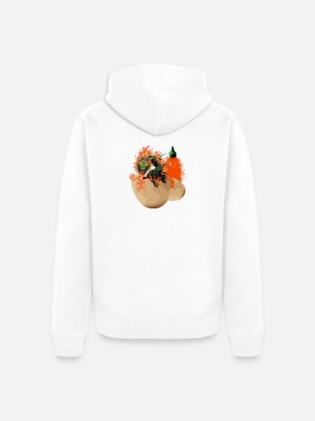 CHILLI BREATHING DRAGON - Unisex Premium Organic Zip Hoodie - white
