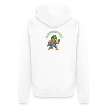 Vêtements de sport pour paresseux lentement mais sûrement - Veste à capuche bio Premium Unisexe - blanc - Dos - Nico (187cm)