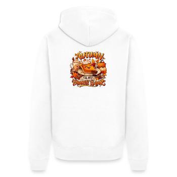 Autumn Pie Joy: Cozy Slice Delight - Unisex Premium Organic Zip Hoodie - white - Back - Nico (187cm)