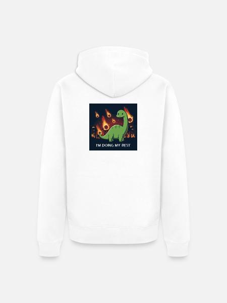 Dino Doing Its Best - Unisex Premium Organic Zip Hoodie - white