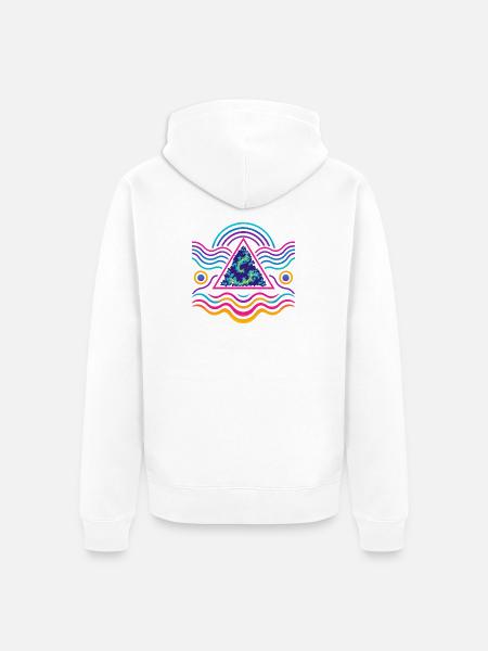 Neon Triangle Fractal Wave - Unisex Premium Organic Zip Hoodie - white