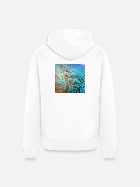 Aqua Cell Burst - Unisex Premium Organic Zip Hoodie - white