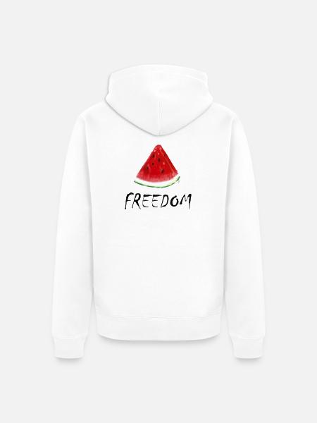 Freedom Watermelon Slice Illustration - Unisex Premium Organic Zip Hoodie - white
