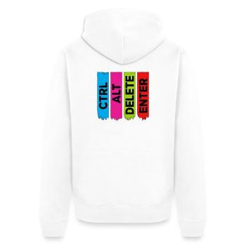 Tech Humor Design – Restart Your Life in Color - Unisex Premium Organic Zip Hoodie - white - Back - Nico (187cm)