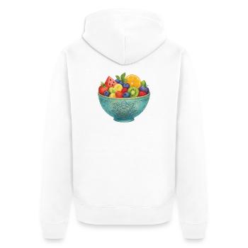 Vivid Fruit Bowl Watercolor Mandala Restaurant - Unisex Premium Organic Zip Hoodie - white - Back - Nico (187cm)