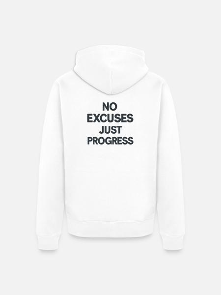 No Excuses Just Progress - Unisex Premium Organic Zip Hoodie - white