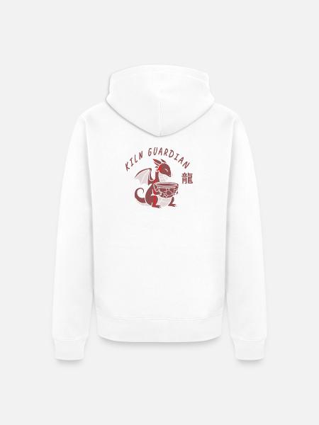 Kiln Guardian Dragon - Unisex Premium Organic Zip Hoodie - white