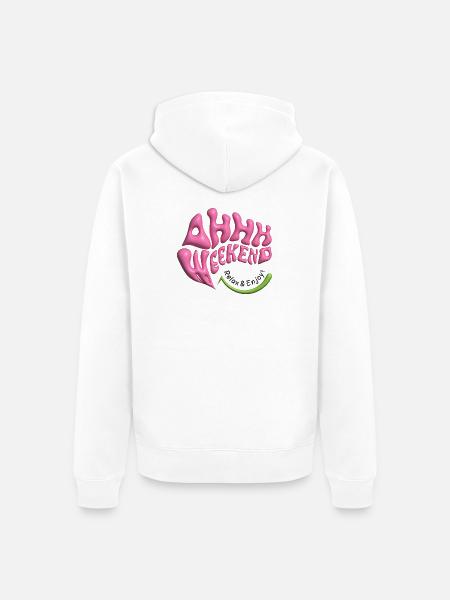 ahhh weekend - Unisex Premium Organic Zip Hoodie - white