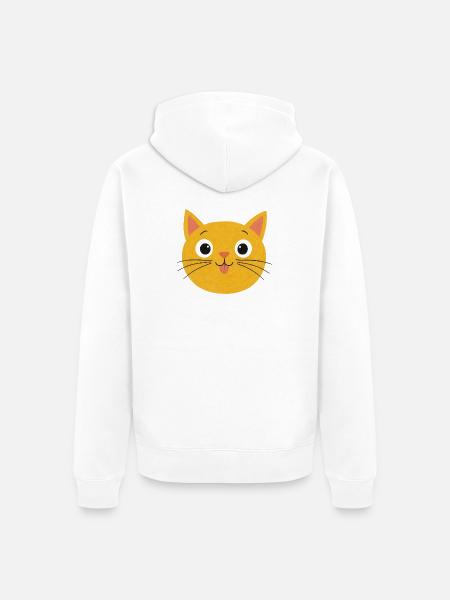 Sunny Whiskers Cat Face - Unisex Premium Organic Zip Hoodie - white